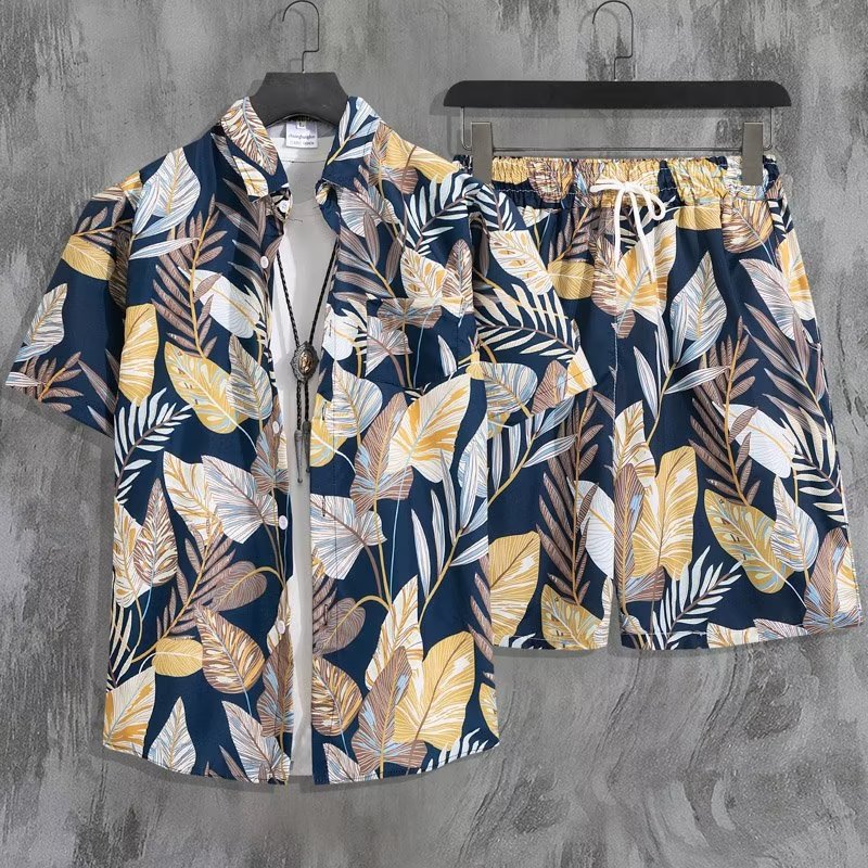 Completo uomo due pezzi camicia maniche corte e pantaloncini mare_voghion.com