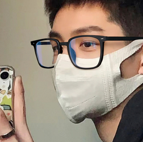 New Xiaohongshu Same Style Ultra-Light Plain Transparent Square Frame Anti-Blue Light Flat Mirror Glasses Korean Style Versatile Glasses Frame