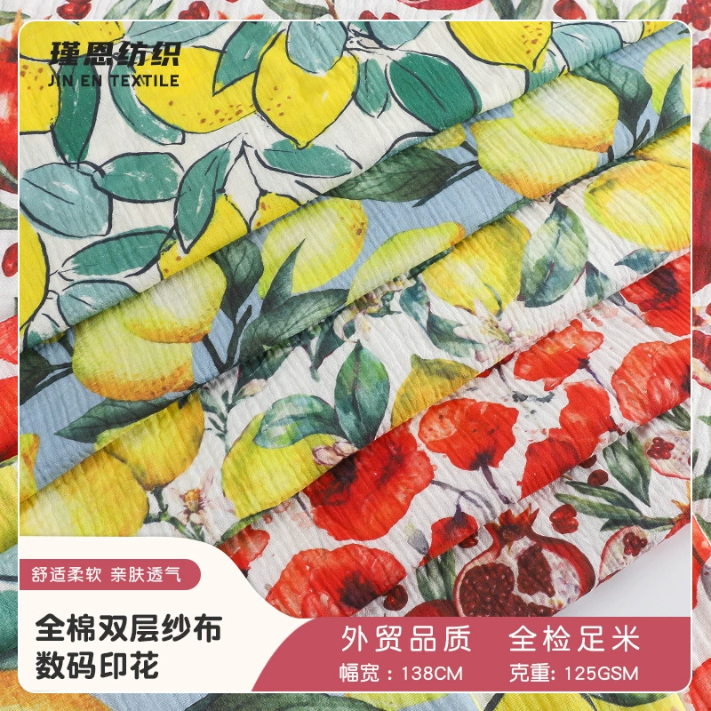 Ткань для детской одежды и одежды для послеродового периода, хлопковый креп-шифон с принтом «сирсакер», 40s, двойной слой, оптовая продажа через границу