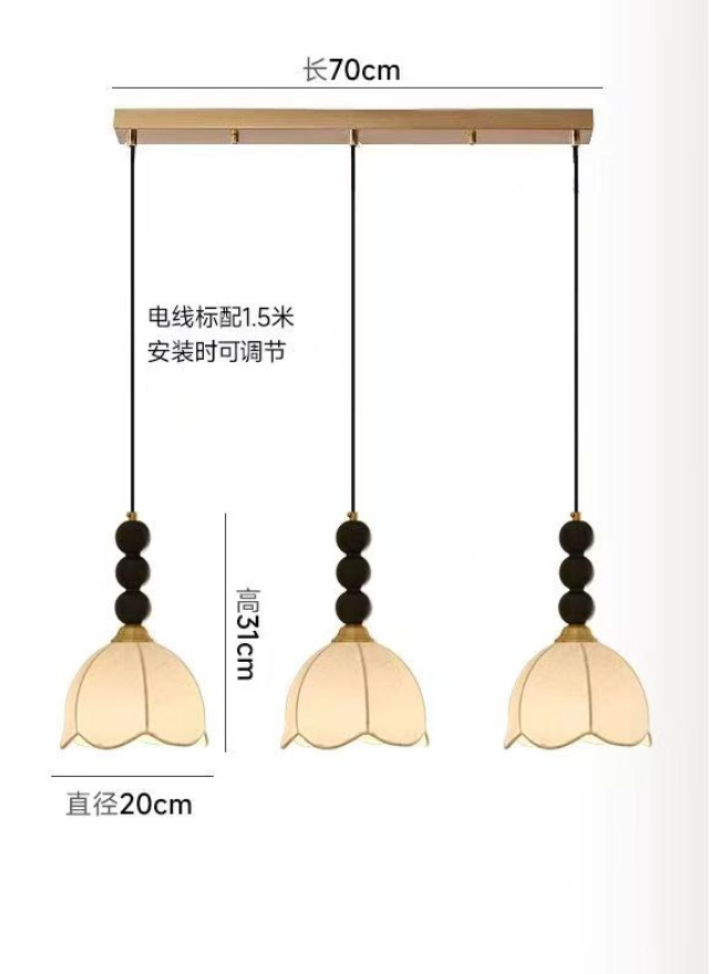 Walnut color + copper color three heads, three color dimming