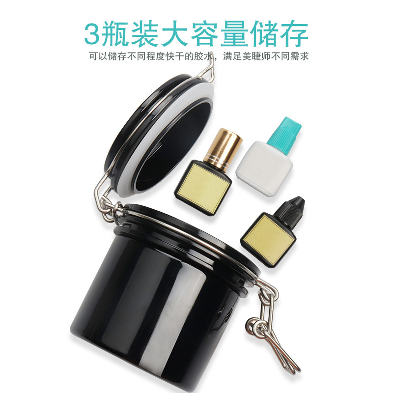 Venta al por mayor herramienta de pestañas pegamento sellador de carbón activado pegamento caja de almacenamiento injerto pegamento de pestañas tanque de almacenamiento