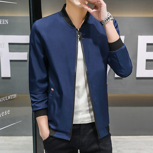 Autumn Men's Stand Collar Jacket Korean Style Trendy Fashion Casual Slim Fit Youth Men's Jacket Outerwear
