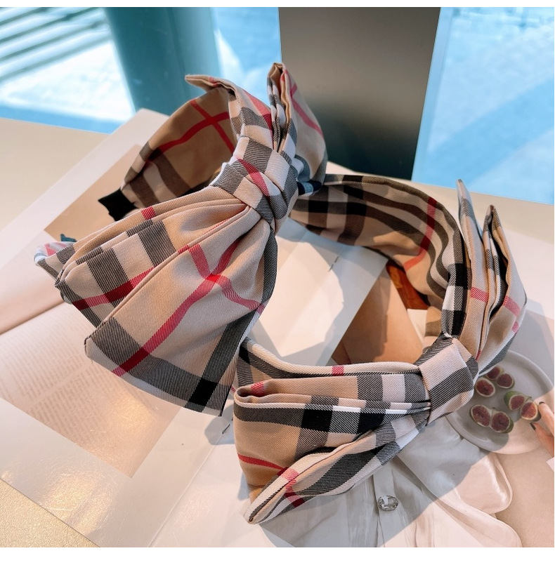 120g Weight Headwear Classification Festival Occasion Bow Knot Pattern Women'S Gender Retro Style Retro Lattice Double-layer Bow Twisted Headband 27