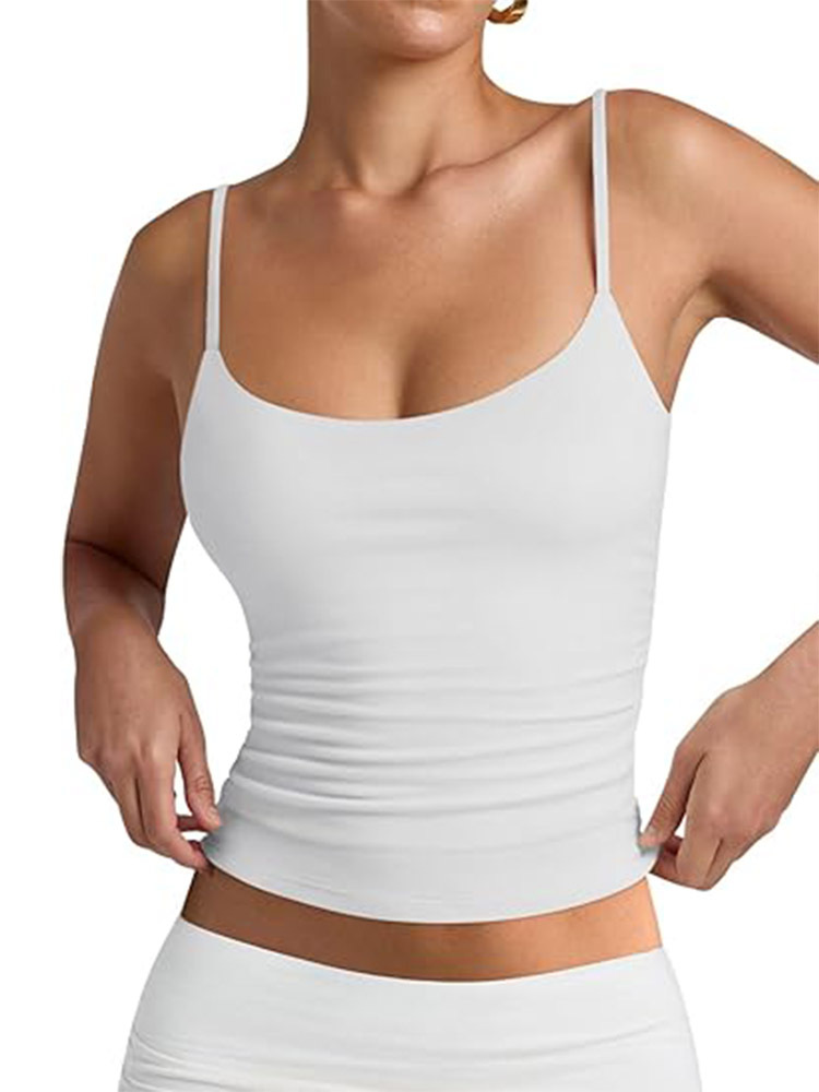 Spot Amazon New European and American Style Low Round Neck Vest Adjustable Camisole Summer Sleeveless Top