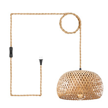 亚马逊跨境复古竹艺编织麻绳吊灯 餐厅茶室卧室床头灯具可diy吊灯