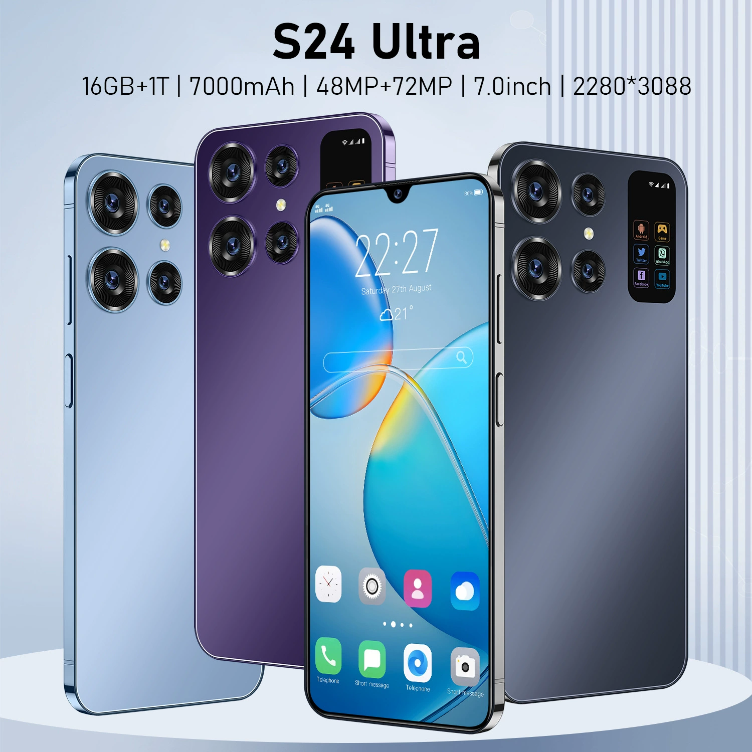 (Кросс-бортовая торговля), S24, смартфон, AliExpress, 7,0 дюйм, Android 16, (Физические)