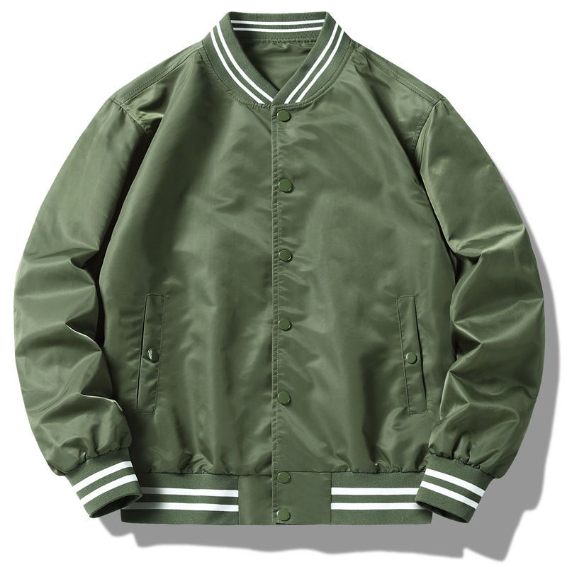 Primavera y otoño chaqueta de los hombres color sólido chaqueta piloto ropa de trabajo retro béisbol uniforme moda pareja suelta casual todo-juego