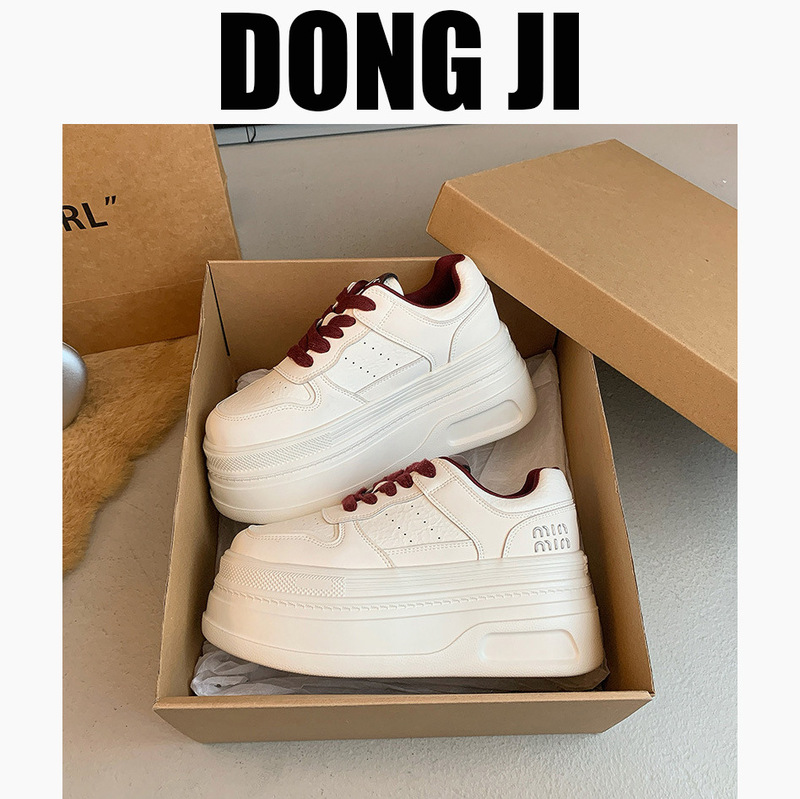 Genuine Leather Thick-Soled Sneakers for Women 2026 Height-Increasing Shoes Women's White Shoes Women's Shoes 2026 Spring Genuine Leather Soft Sole