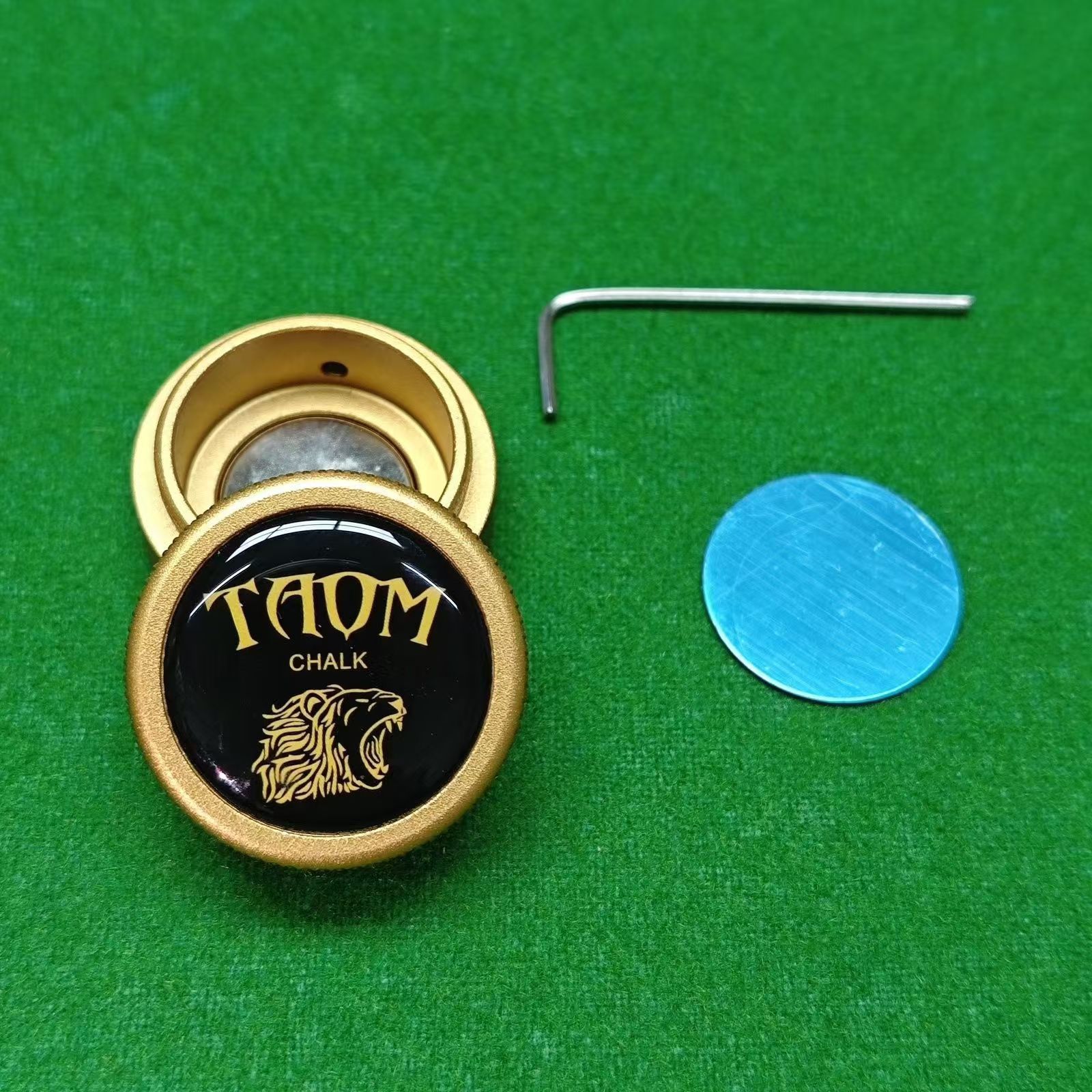 Metal TAOM golden chocolate box + magnetic piece + wrench