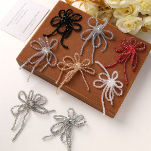 South Korea Fashion Hand-stitched Beads Tassel Flower Cloth Sticker DIY Shoes Flower Hair Accessories Headwear Brooch Clothing Patch Patch