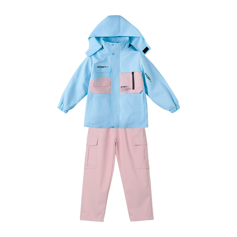 남학생과 여학생을위한 새로운 어린이 스키 세트 초등학생을위한 따뜻한 듀폰 3 장 충전 옷을 두껍게 만들었습니다.