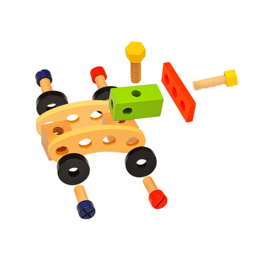 Wooden children's cartoon multifunctional toolbox puzzle DIY simulation disassembly and assembly nut intellectual combination