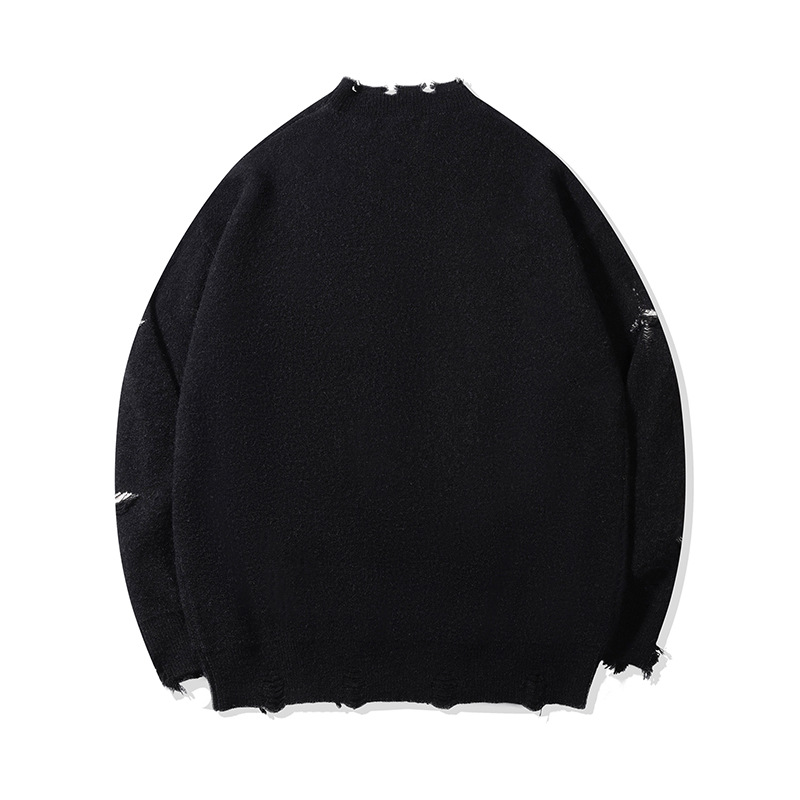 YWFG mujeres retro retro americano High Street 2024 Año Nuevo otoño pareja superior versátil cuello redondo manga larga suéter de punto image 3