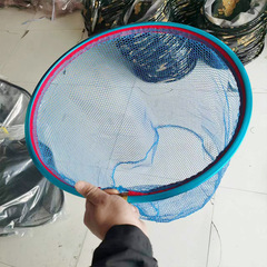 大物鋁合金藍色抄網 掛膠網布 加寬網圈塗膠抄網頭漁具批發
