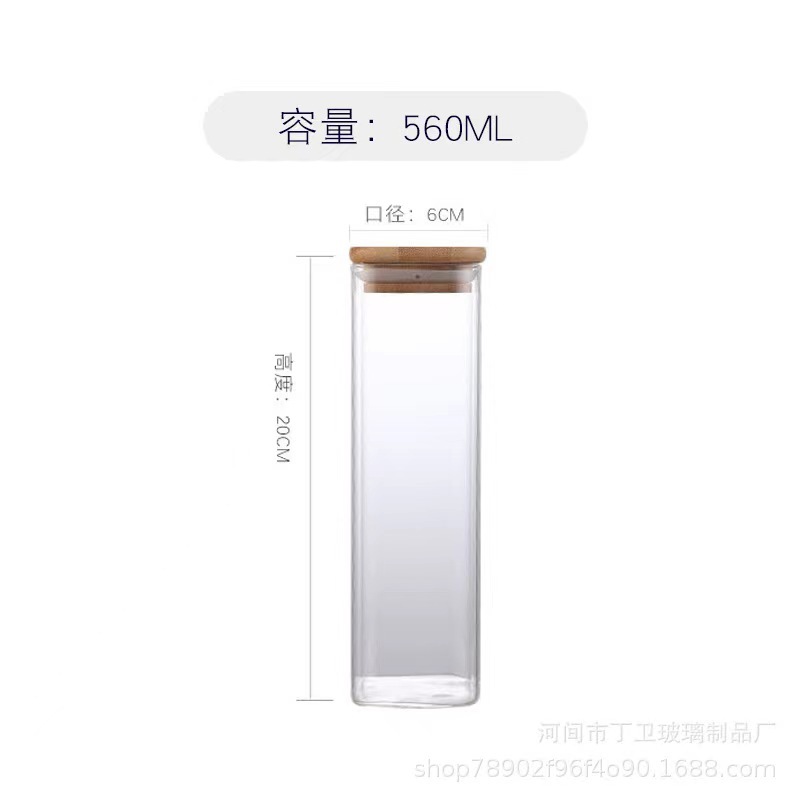 Al por mayor tarro de almacenamiento de vidrio cuadrado tarro de almacenamiento de granos transparentes tarro de té fruta almacenamiento de alimentos frasco sellado Cocina