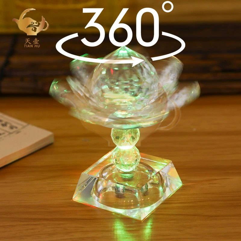 Кристалловая лотосная лампа, Dlows Lotus Candle Candies Lights 360° вращающийся кристаллический основание, Fo Gong Long яркий свет