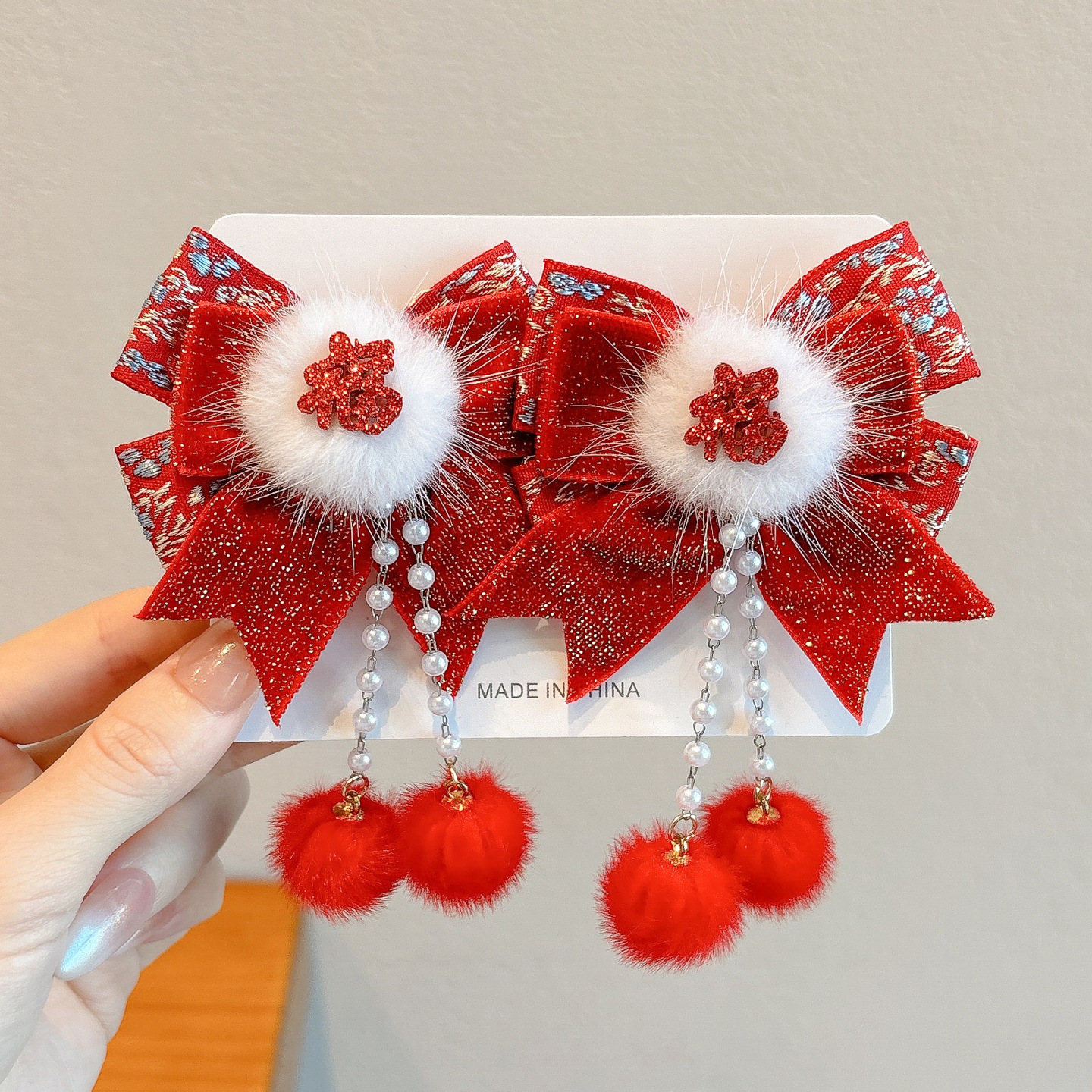 Horquillas Tradicionales Chinas para Niñas de Aleación y Terciopelo para Año Nuevo Chino
