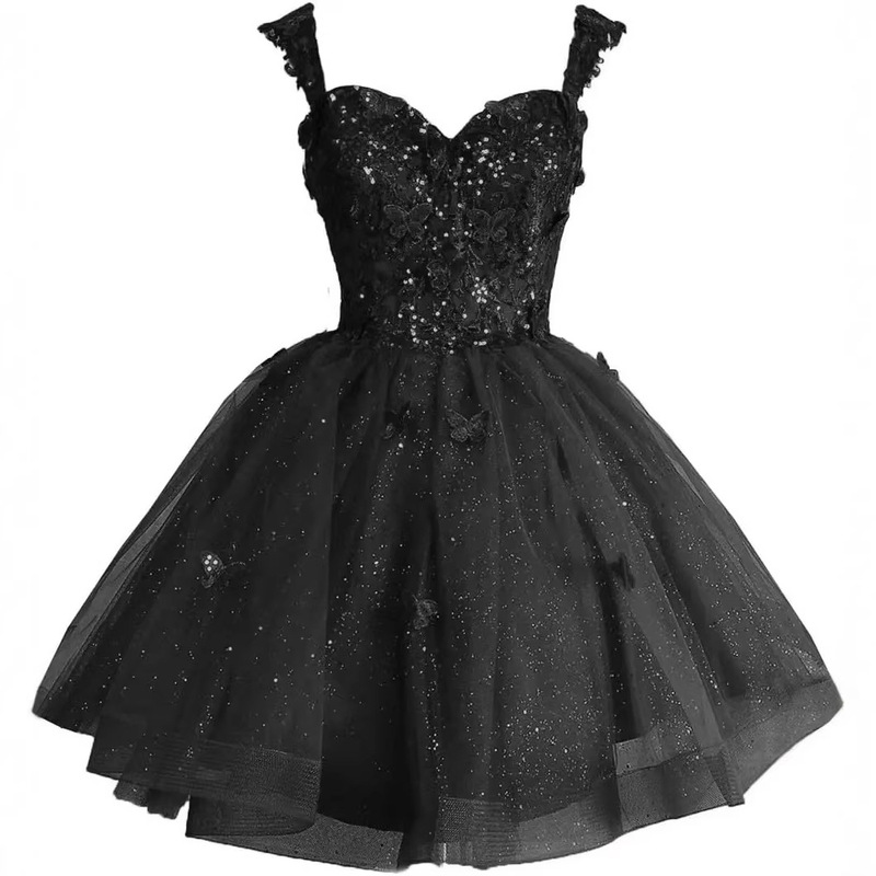 Off-Shoulder Glittering Tulle Evening Dress with Straps, 3D Butterfly Short Prom Dress, Sequined Coming-Of-Age Ceremony Dress Off-Shoulder Glittering Tulle Evening Dress with Straps, 3D Butterfly Short Prom Dress, Sequined Coming-Of-Age Ceremony Dress