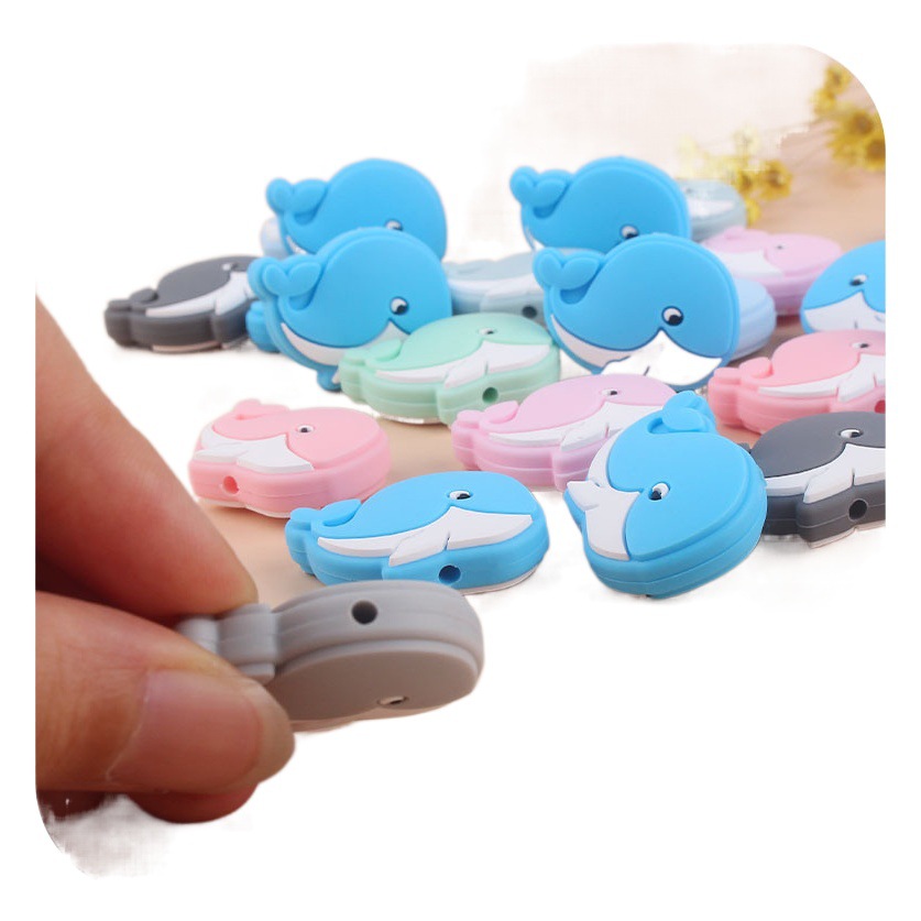 Nuevo bebé suministros dibujos animados animal ballena mordedor cuentas creativo molar DIY bebé pezón anti-gota cadena juguete