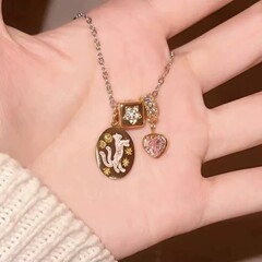甜美五角星爱心猫咪守护神吊坠项链镶钻爆闪小众个性百搭简约颈链