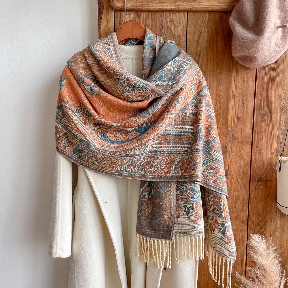 2023 otoño y el invierno Nueva imitación de la Cachemira bufanda estilo étnico Yunnan Lijiang Viaje gran tamaño capa exterior desgaste cálido chal