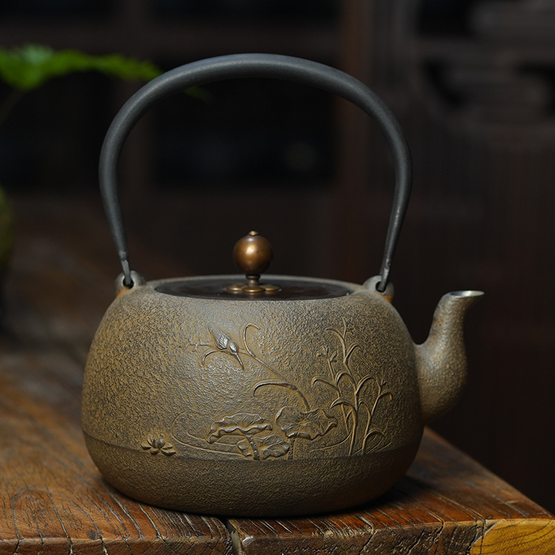 功夫茶具铸铁茶壶无涂层手工老铁壶厂家芦苇鸟非日本南部围炉煮茶