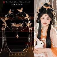 Экзотические ветровые лоб цепи древнего стиля Hanfu аксессуары для волос бабочки обруч для волос длинные кисточки