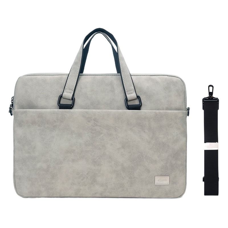 Computer Bag Satchel Men's Shockproof Pu Leather Notebook Crossbody Shoulder Bag 15.6inch Women's Liner Bag Waterproof Cross-Border