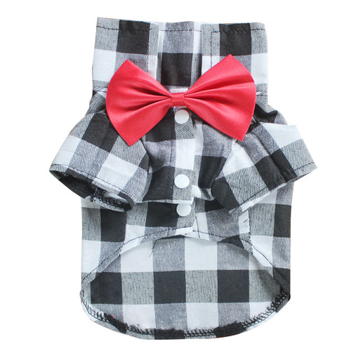 Dog Grid Shirt Suit Wedding Dress Teddy Bichon Small Medium Large Pet Clothes Cat Spring Summer Autumn Style