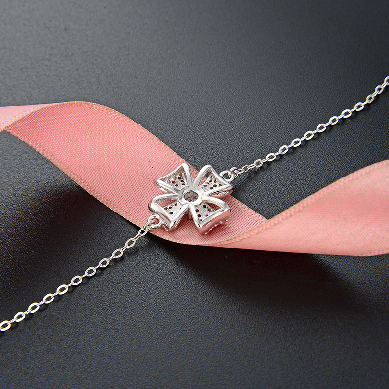 Elegante de las mujeres accesorios joyería estilo japonés y coreano s925 plata esterlina ZIRCON pulsera flor fresca popular