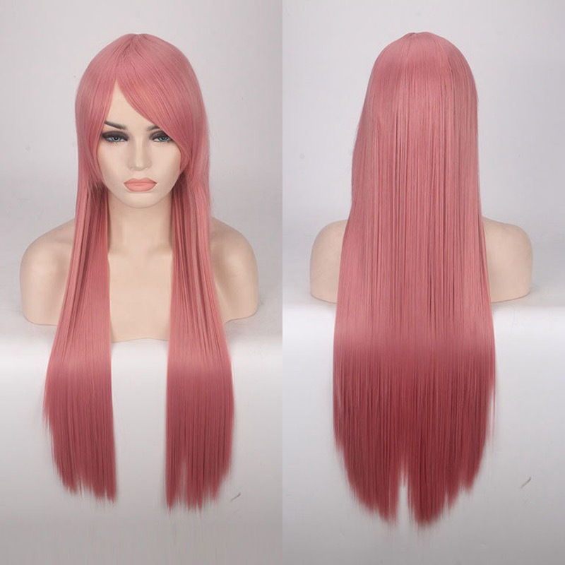 Halloween largo Bangs largo pelo recto 80cm color de alta temperatura Peluca de seda cos anime cos pelo falso en stock Generación de pelo