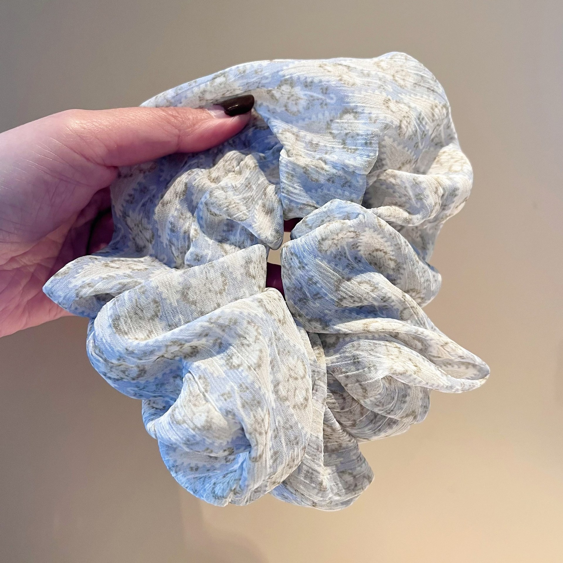 Mori tela vintage hilo salchicha anillo primavera y verano francés elegante 2023 nueva playa señora pintura al óleo estilo de impresión accesorios para el cabello