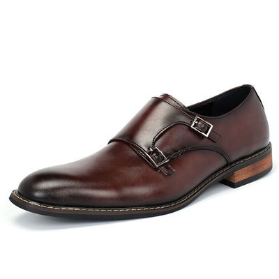 2020秋冬季新款孟克鞋男英伦风休闲皮鞋潮流复古乐福鞋商务正装鞋|ru