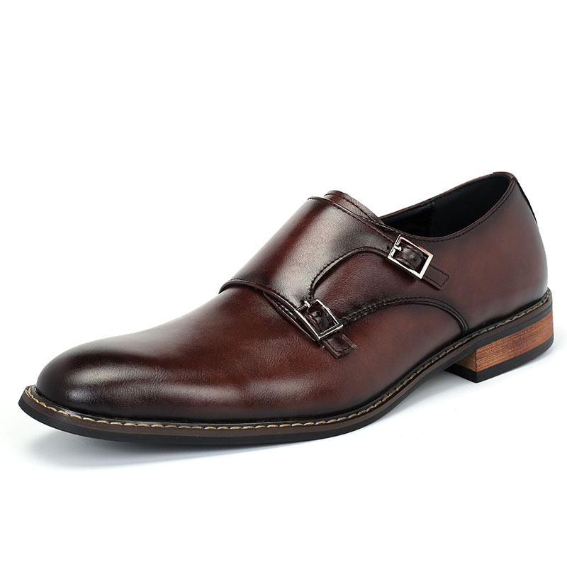 2020秋冬季新款孟克鞋男英伦风休闲皮鞋潮流复古乐福鞋商务正装鞋|ru