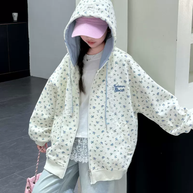 新款可代发女童春秋装外套2025新款儿童女孩秋季时髦休闲中大童连