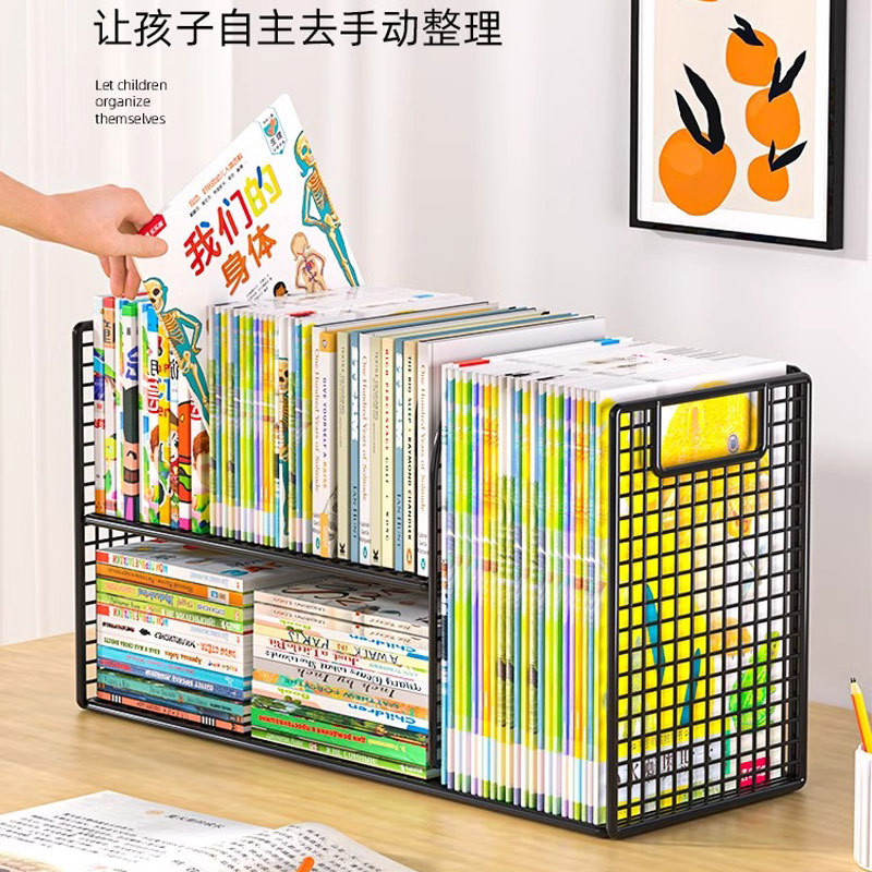 Estante de escritorio pequeño estante de escritorio estante de escritorio de escritorio para productos de cuidado de la piel caseros libros infantiles caja de almacenamiento manual image 3