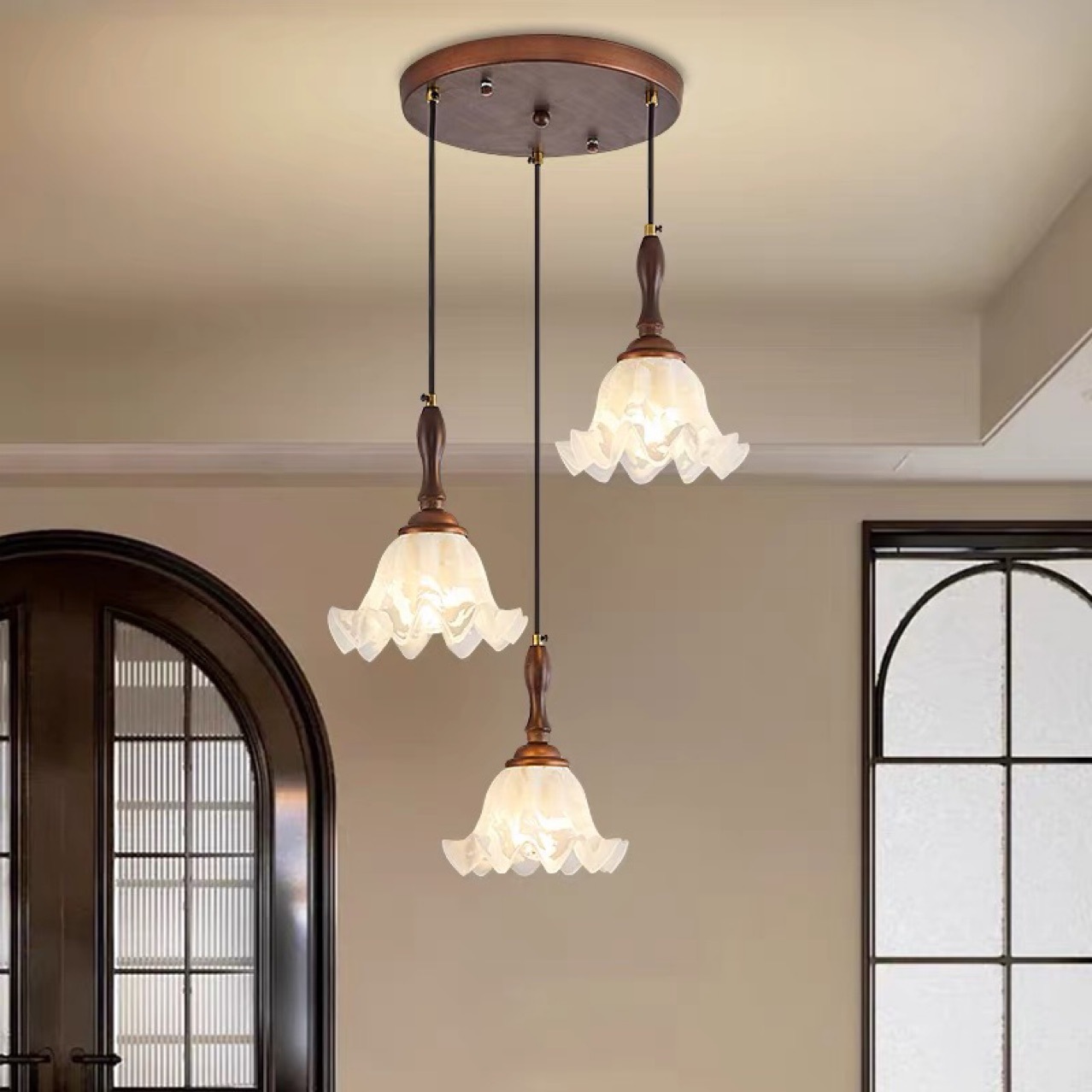Lámpara de sala de estar idílica americana, estilo medieval, retro, lámpara principal, estilo francés, orquídea creativa, lámpara de dormitorio, comedor
