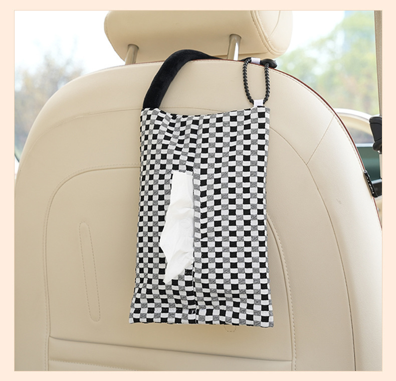 Cute Cream Style Car Tissue Box DIY Fabric Car Hanging Tissue Box Creative Car Home Dual-Use Tissue Bag