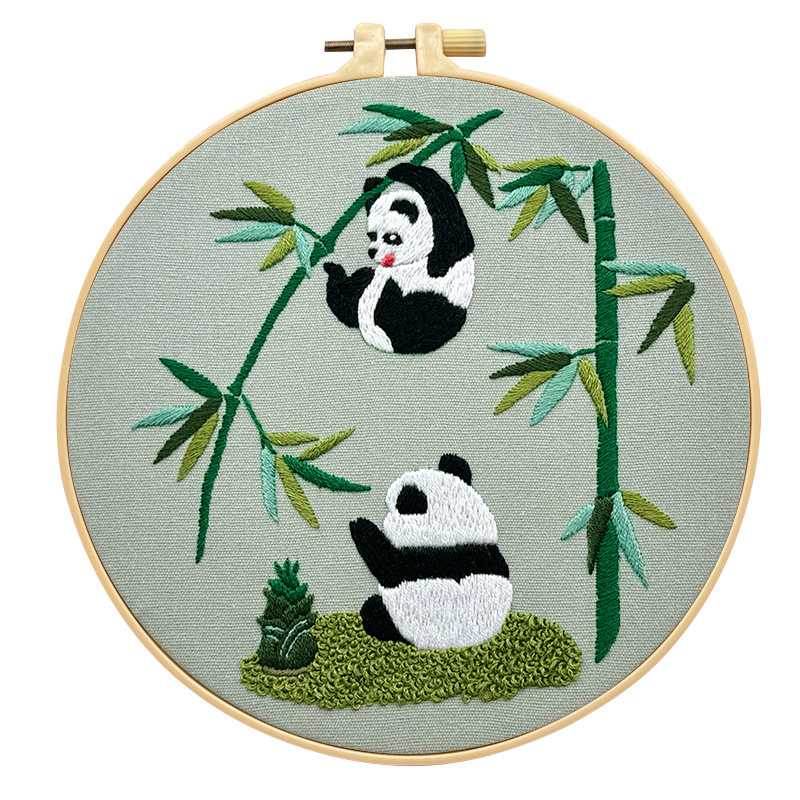 Lu bordado panda gigante bordado diy material de bordado manual Bao Guofeng bordado ramo tridimensional inglés simple cuelgue pintura