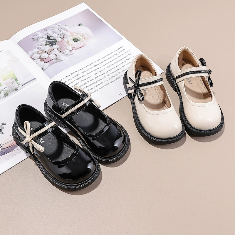 Детские кожаные туфли, весенне-осенние новинки 2025 года, для девочек всех возрастов, балетки-принцессы.