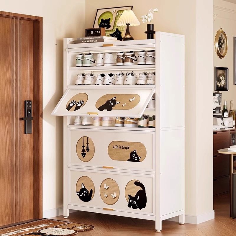 ✅鞋柜家用门口收纳柜一体靠墙入户门钢制多层大容量玄关不锈钢鞋