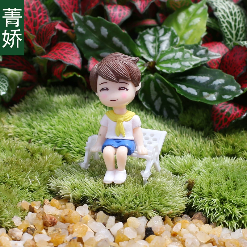 Белый стул из мха мясистый микропейзаж DIY материал в горшках Садоводство зеленые растения Цветочные украшения