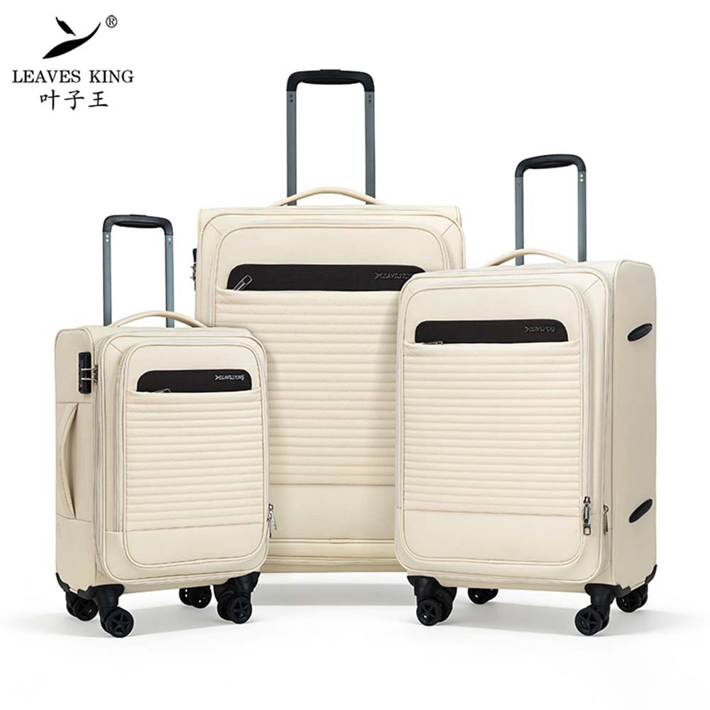 Bộ vali vải siêu nhẹ du lịch 3 size 20/24/28 inch kéo tay xách tay — màu đen, Màu nâu nhạt