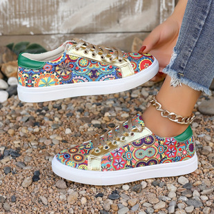 F 25057 Round-toe printed canvas shoes �A�^ӡ������Ь