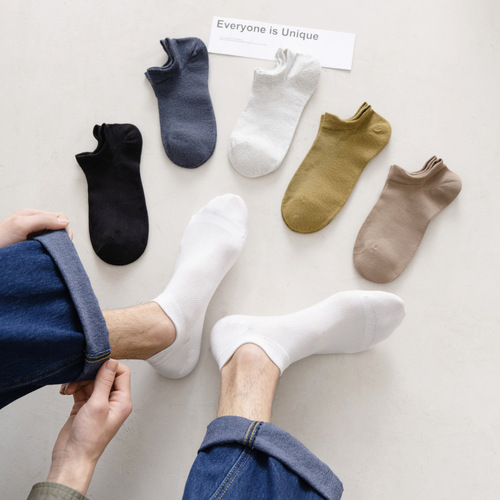 Spring and summer socks, men's hand-sewn boneless socks, simple men's boat socks with discreet ears, mesh socks