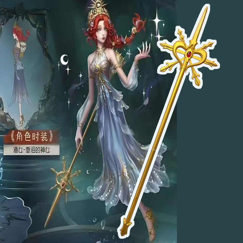 La quinta personalidad pescadora llorosa diosa arpón cosplay props ropa accesorios armas simuladoras