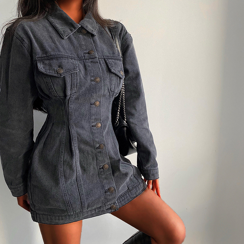 Women's Streetwear Solid Color Single Breasted Coat Denim Jacket display picture 6