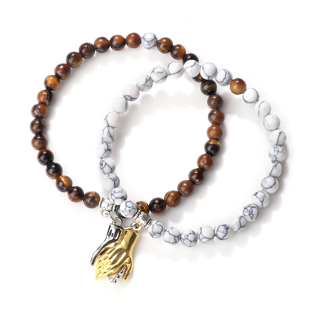 double ring asymmetrical turquoise matte couple bracelet popular circle chain set hand jewelry spot_voghion.com