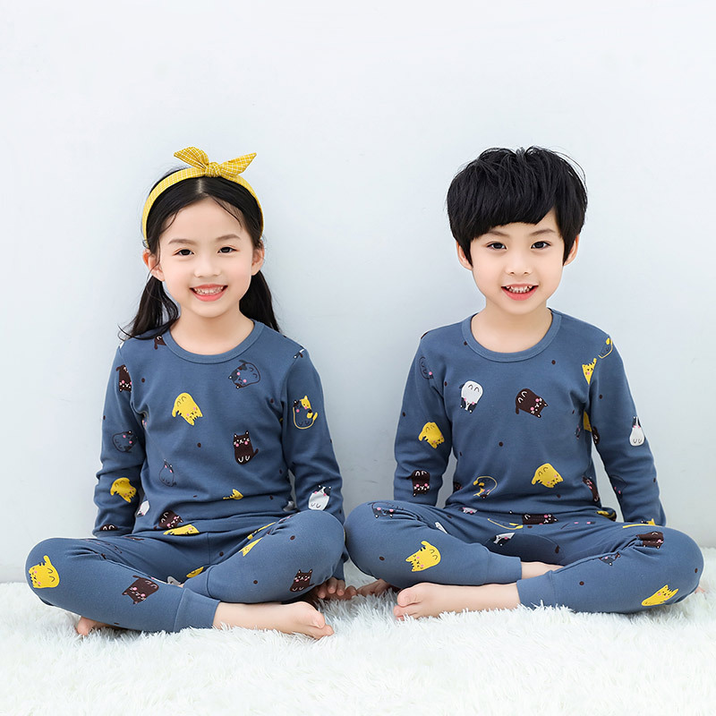 儿童睡衣纯棉衬衣线裤男童保暖内衣女童宝宝秋衣秋裤中小童棉毛衫|undefined