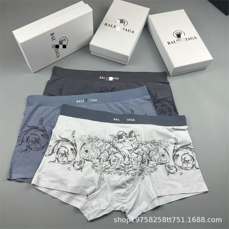 Bajia Modal Men's Boxer Briefs Mid-Waist Personality Trendy Printed Boxer Shorts Men's Wholesale Boxers